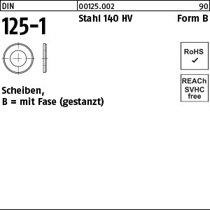 1.001251.00200 - DIN 125-1  Scheibe, Form B, Stahl 140 HV