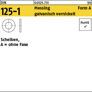 1.001251.73100 - DIN 125-1  Scheibe, Form A, Messing gal Ni