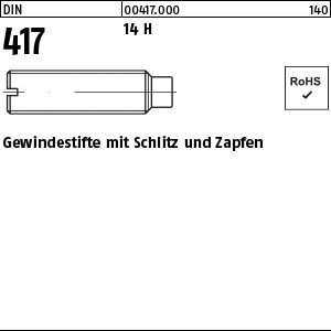 1.004170.00000 - DIN 417  Gewindestift mit Zapfen, Schlitz, Stahl 14H