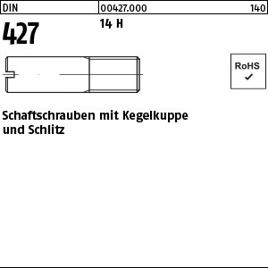 1.004270.00000 - DIN 427  Schaftschraube mit Kegelkuppe, Schlitz, Stahl 14H