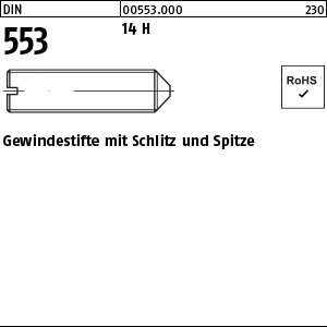 1.005530.00000 - DIN 553  Gewindestift mit Spitze, Schlitz, Stahl 14H