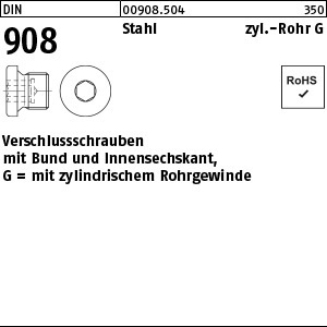1.009080.50400 - DIN 908  Verschluss-Schraube mit Bund, ISK, zyl. Rohr G, Stahl 5.8