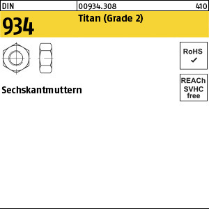 1.009340.30800 - DIN 934  Sechskantmutter, Titan (Grade 2)
