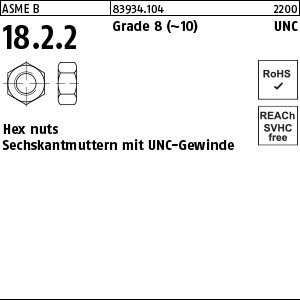 1.009344.10400 - ~DIN 934  Hex nut, UNC, ASME B 18.2.2 Grade 8