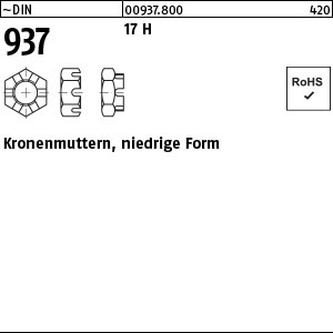 1.009370.80000 - DIN 937  Kronenmutter, niedrige Form, Stahl 17H
