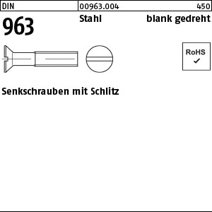 1.009630.00400 - DIN 963  Flach-Senkschraube, Schlitz, Stahl blank gedreht