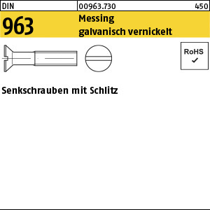 1.009630.73000 - DIN 963  Flach-Senkschraube, Schlitz, Messing gal Ni