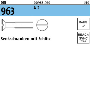 1.009630.92000 - DIN 963  Flach-Senkschraube, Schlitz, A2