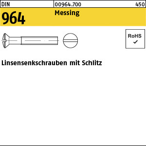 1.009640.70000 - DIN 964  Linsen-Senkschraube, Schlitz, Messing