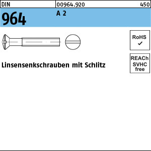 1.009640.92000 - DIN 964  Linsen-Senkschraube, Schlitz, A2