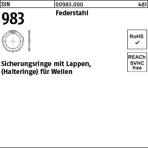 1.009830.00000 - DIN 983  Sicherungsring mit Lappen (Haltering) für Wellen, Federstahl