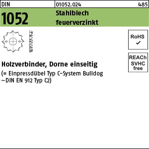 1.010520.02400 - DIN 1052  Holzverbinder, Dorne einseitig, Typ C, Stahlblech tZn