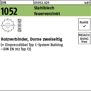 1.010520.02500 - DIN 1052  Holzverbinder, Dorne zweiseitig, Typ C, Stahlblech tZn