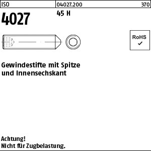 1.040270.20000 - ISO 4027  Gewindestift mit Spitze, Innensechskant, Stahl 45H