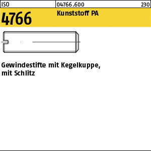 1.047660.60000 - ISO 4766  Gewindestift mit Kegelkuppe, Schlitz, PA