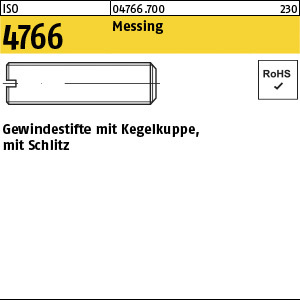 1.047660.70000 - ISO 4766  Gewindestift mit Kegelkuppe, Schlitz, Messing
