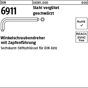 1.069110.00000 - DIN 6911  Winkelschraubendreher mit Zapfenführung, Stahl verg.