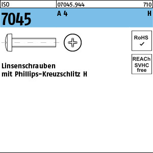 1.070450.94400 - ISO 7045  Linsenkopf-Schraube, Kreuzschlitz H, A4