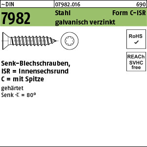 1.079820.01600 - DIN 7982  Blechschraube, Flach-Senkkopf, Form C-ISR, Stahl geh. gal Zn