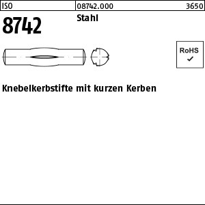 1.087420.00000 - ISO 8742  Knebelkerbstift mit kurzen Kerben, Stahl