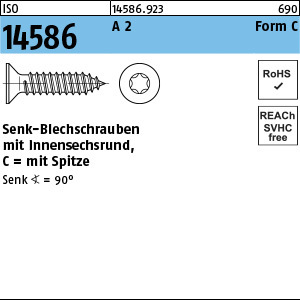 1.145860.92300 - ISO 14586  Blechschraube, Flach-Senkkopf, Form C-ISR, A2