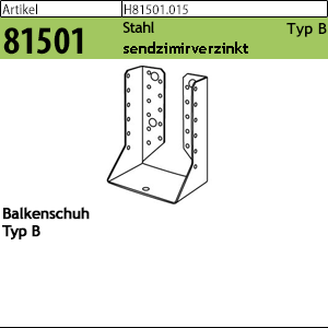 1.815010.01500 - ART 81501  Balkenschuh, Typ B, Stahl svz
