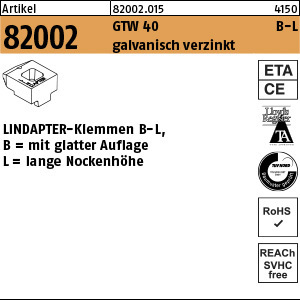 1.820020.01500 - ART 82002  LINDAPTER Klemmelement Typ B-L, GTW 40 gal Zn