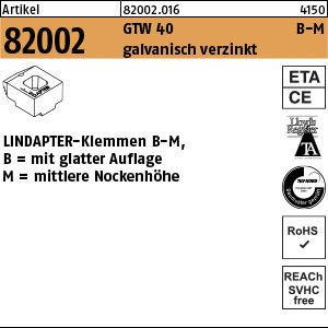 1.820020.01600 - ART 82002  LINDAPTER Klemmelement Typ B-M, GTW 40 gal Zn