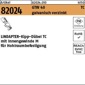 1.820240.01000 - ART 82024  LINDAPTER Kipp-Dübel TC, GTW 40 gal Zn