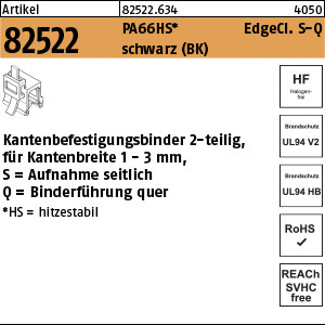 1.825220.63400 - ART 82522  Befestigungsbinder, Form S-Q, PA 6.6 HS schwarz