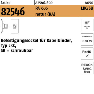 1.825460.60000 - ART 82546  Befestigungssockel für Kabelbinder Typ LKC/SB, SB, PA 6.6 natur