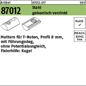 1.870120.01700 - ART 87012  Mutter für T-Nuten, Profil 8 mm, Stahl gal Zn