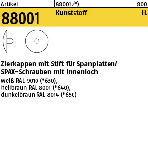 1.880010.60000 - ART 88001  Zierkappe mit Stift für Kreuzschlitz, Kunststoff