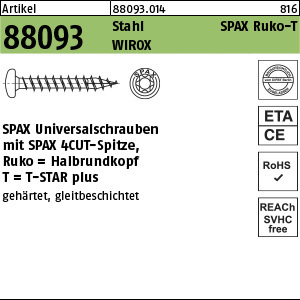 1.880930.01400 - ART 88093  SPAX 4CUT, RUKO T-STAR plus, Stahl geh. WIROX