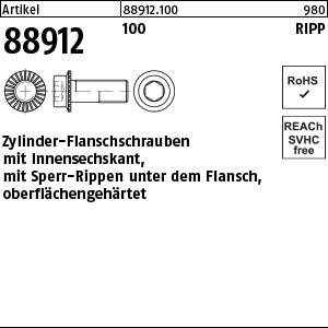 1.889120.10000 - ART 88912  Zylinder-Flanschschraube, Innensechskant, RIPP, Stahl 100