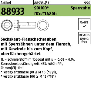 1.889330.89100 - ART 88933  Sechskant-Flanschschraube, Sperrzahn, Stahl 8.8 flZnnc-480h-L